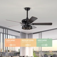 52" Farmhouse Ceiling Fan with Remote, Dual Finish Blades, Industrial Fandelier, 3-Speeds, Reversible Direction, for Living Room, Bedroom, Patio, Matte Black(m-4)