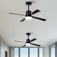 48" Fandelier Ceiling Fan with Lights and Remote, Low Profile Flush Mount, 3000K-6500K Dimmable LED, 6 Speed Settings, Dual Finish Blades, Matte Black(m-11)