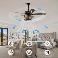 52 Inch Farmhouse Ceiling Fan with 3 Lights, 5 Wood Blades, AC Motor, Remote Control, Reversible Airflow, Multi-Speed, Adjustable Height, Matt Black(m-4)
