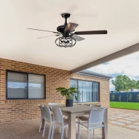 Low Profile Ceiling Fan with Lights, 52-Inch Dark Wood Blades, Remote Control, Reversible Motor, Dual Mount Compatible, Matte Black(m-9)