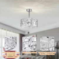 18" Industrial Style Ceiling Fan with Light, 5 Blades, Remote Control, Reversible Motor, Adjustable Speeds, Easy Installation, Chrome(m-8)