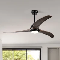 52" Ceiling Fan with Light and Remote Control, Noiseless Reversible Motor, 6 Speed, 3 Color Options, Indoor/Outdoor Use, Matte Black(m-8)