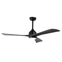 52" Ceiling Fan with Lights and Remote Control, Quiet DC Motor, 3 Blades, 6 Speed Levels, Reversible, for Indoor Patio, Living Room, Bedroom, Office, Matte Black(m-2)