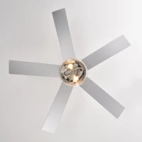 52-Inch Ceiling Fan with 5 Reversible Plywood Blades, Dual Lamp Shade, Remote Control, and Quiet Motor, Nickel(m-11)