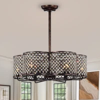 30-Inch Rustic Brown and Crystal Flower Lighted Ceiling Fan with Remote Control, 6 Wind Speeds, Reversible Motor, and Silent Operation for Bedroom, Dining Room, Living Room, Kitchen, Farmhouse, Rustic Brown(m-1)