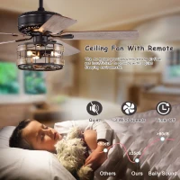 Farmhouse Industrial 52-Inch Ceiling Fan with Remote Control, Dual Finish Blades, and Reversible Motor for Bedroom, Living Room, Dining Room, Matte Black(m-6)