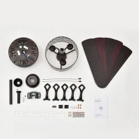 52'' Classical Crystal Ceiling Fan Lamp with 3-Speed, 5 Reversible Blades, Dual Mount Compatible, Quiet Reversible Motor, Flush Mount Ceiling Fan, Rustic Brown(m-11)