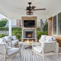 52" Ceiling Fan with Remote Control, 5 Plywood Blades, 3-Speed Reversible Motor, and Quick Install Mounting Bracket, Matte Black(m-9)