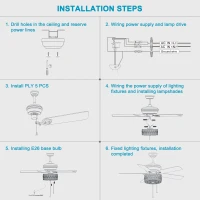 52'' Ceiling Fan with 5 Reversible Blades, Quiet 3-Speed Motor, Dual Mount Compatible, Pull Chain Control, Chrome(m-8)