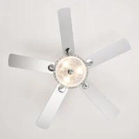 52" Elegant Ceiling Fan Light with Remote, Crystal Chandelier Fan with 5 Reversible Wood Blades, Silent Motor, and Adjustable Wind Speed for Dining Room, Bedroom, Living Room, Chrome(m-10)