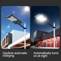 Solar Street Lights Outdoor with 66PCS LED Beads, IP65 Waterproof, Dusk to Dawn, Easy Install, Remote Control, Black White(m-8)