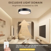 15.75" Semi Flush Mount Ceiling Light Fixture with Acrylic Shade, Modern Farmhouse LED, 3000K, 36W Energy-Saving for Kitchen, Hallway, Bathroom, Black(m-5)