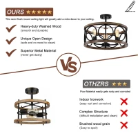 Matte Black Flush Mount Ceiling Light Fixture, 3-Light 17.72" Drum Chandelier, Farmhouse Modern Pendant Light for Kitchen, Matte Black(m-7)