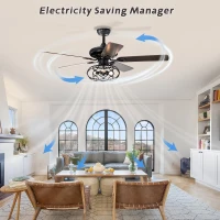 Low Profile Ceiling Fan with Lights, 52-Inch Dark Wood Blades, Remote Control, Reversible Motor, Dual Mount Compatible, Matte Black(m-4)