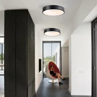 15.75" Semi Flush Mount Ceiling Light Fixture with Acrylic Shade, Modern Farmhouse LED, 3000K, 36W Energy-Saving for Kitchen, Hallway, Bathroom, Black(m-10)