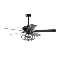 Low Profile Ceiling Fan with Lights, 52-Inch Dark Wood Blades, Remote Control, Reversible Motor, Dual Mount Compatible, Matte Black(m-2)