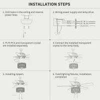 52'' Classical Crystal Ceiling Fan Lamp with 3-Speed, Chandelier Ceiling Fan with 5 Reversible Blades, Dual Mount Compatible, Quiet Reversible Motor, Rustic Brown(m-8)