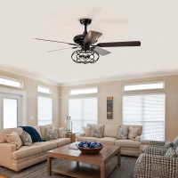 Low Profile Ceiling Fan with Lights, 52-Inch Dark Wood Blades, Remote Control, Reversible Motor, Dual Mount Compatible, Matte Black(m-8)