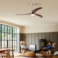 52" Ceiling Fan with Light and Remote Control, Noiseless Reversible Motor, 6 Speeds, 3 Color Settings, for Indoor/Outdoor Use, Nickel(m-8)