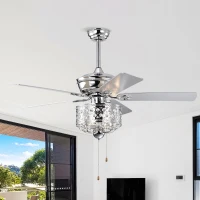 52-Inch Indoor Ceiling Fan with Reversible AC Motor, Pull Chain, Dual Finish Blades, and Dual Mount Compatibility, Chrome(m-1)