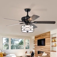 52 Inch Modern Ceiling Fan with Dual Finish Reversible Blades, Remote Control, Quiet Reversible Motor, and Dual Mount Compatibility, Matte Black(m-1)