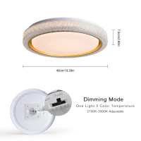 LED Flush Mount Ceiling Light Fixture with 5 CCT Colors, 19.69in 36W 3600LM, Dimmable Modern Light for Bedroom Bathroom Hallway, White(m-3)