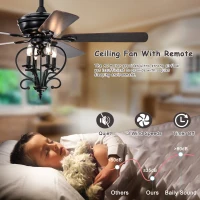 52" Farmhouse Ceiling Fan with 4 Lights and 5 Wood Blades, AC Motor, Remote Control, Reversible Airflow, 3-Speed, Adjustable Height, Traditional Design, Matte Black(m-6)