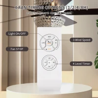 52" Dual Crystal Shade Ceiling Fan with 5 Wood Blades, 6-light, Remote Control, Reversible Airflow, Multi-Speed, Adjustable Height, Matt Black(m-8)