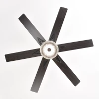 52 Inch Indoor Modern LED Ceiling Fan with Light, Remote Control, Reversible 6 Blades, Quiet Motor, Matte Black(m-11)