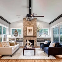 52'' Crystal Shade Ceiling Fan Lamp with Remote Control, 3 Speed, 5 Reversible Blades, Dual Mount Compatible, for Living Room, Dining Room, Bedroom, Matte Black(m-10)