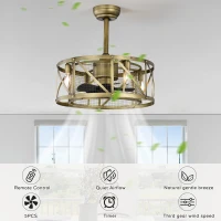 20" Ceiling Fan with Light Kit, 5 ABS Blades, Remote Control, Reversible Motor, Downrod Mount, E12 Standard Base, Antique brown(m-4)