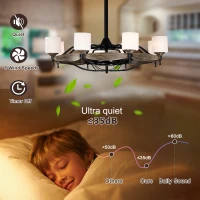 33" Chandelier Ceiling Fan with Remote, 6 Wind Speeds, Reversible Motor, and Silent Operation for Bedroom, Dining Room, Living Room, Kitchen, Farmhouse, Wood(m-6)