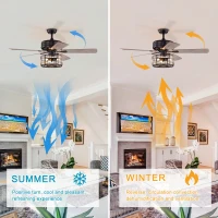 Farmhouse Industrial 52-Inch Ceiling Fan with Remote Control, Dual Finish Blades, and Reversible Motor for Bedroom, Living Room, Dining Room, Matte Black(m-5)