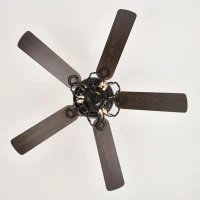 Low Profile Ceiling Fan with Lights, 52-Inch Dark Wood Blades, Remote Control, Reversible Motor, Dual Mount Compatible, Matte Black(m-10)