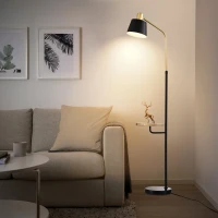 Real Marble Floor Lamp with Wood Bedside Nightstand, Built-in USB Charging Port, and Convenient Pedal Switch for Living Room or Bedroom, Matte Black(m-8)