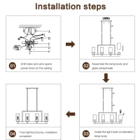 6-Light Classic Vintage Crystal Candle Chandelier Fixture, Adjustable Height, E26 Base, Matte Black/Wood Grain Finish, 36.6"x13.5"x42.9", Matte Black(m-7)