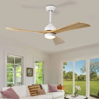 52" Ceiling Fan with Lights and Remote Control, Quiet DC Motor, 6 Speed Levels, Reversible Blades, for Patio, Living Room, Bedroom, Office, White(m-8)