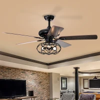 Low Profile Ceiling Fan with Lights, 52-Inch Dark Wood Blades, Remote Control, Reversible Motor, Dual Mount Compatible, Matte Black(m-1)