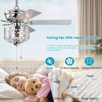 52-Inch Indoor Ceiling Fan with Reversible AC Motor, Pull Chain, Dual Finish Blades, and Dual Mount Compatibility, Chrome(m-7)