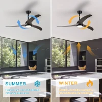 52" Ceiling Fan with Light and Remote Control, Noiseless Reversible Motor, 6 Speed, 3 Color Options, Indoor/Outdoor Use, Matte Black(m-4)