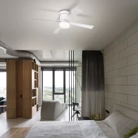 48" Fandelier Ceiling Fan with Lights and Remote, Low Profile Flush Mount, 3000K-6500K Dimmable LED, 6 Speed Settings, Dual Finish Blades, Matte White(m-11)