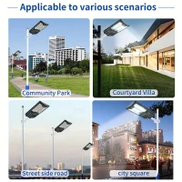 Solar Street Lights Outdoor with 66PCS LED Beads, IP65 Waterproof, Dusk to Dawn, Easy Install, Remote Control, Black White(m-7)