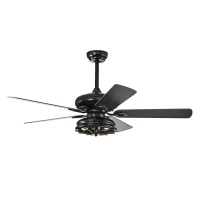 52" Farmhouse Ceiling Fan with Remote, Dual Finish Blades, Industrial Fandelier, 3-Speeds, Reversible Direction, for Living Room, Bedroom, Patio, Matte Black(m-2)