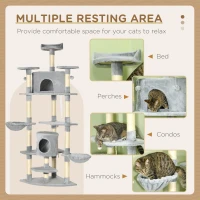 PawHut 79" Scratching Kitten Tree Condo Kitten Scratch Activity Center Toys Light Grey(m-4)