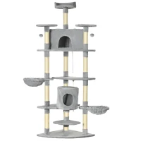 PawHut 79" Scratching Kitten Tree Condo Kitten Scratch Activity Center Toys Light Grey(m-11)