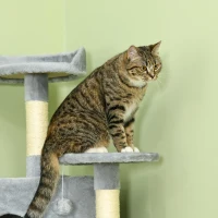 PawHut 79" Scratching Kitten Tree Condo Kitten Scratch Activity Center Toys Light Grey(m-10)