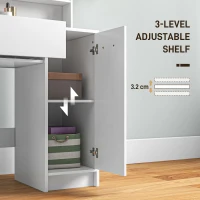 HOMCOM Vanity Set with Mirror and Stool, Makeup Vanity Table with Storage Drawer, Cabinet, Adjustable Shelf for Bedroom, White(m-5)