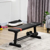 Soozier Flat Weight Bench with Dumbbell Rack, Padded Seat and Anti-slip Foot Pads for Home Gym Workout(m-8)