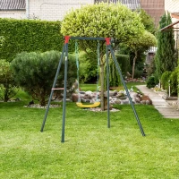 Outsunny Metal Swing Set with U-Shaped Swing, Seat, Kids Swing Set for Backyard, Outdoor, Playground, Multicoloured(m-8)