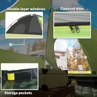 Outsunny 3- Person Family Dome Tent with Removable Rain Fly, Waterproof Camping Tent for Backpacking Hiking Outdoor with Carry Bag, Yellow and Grey(m-9)